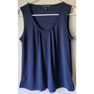 Banana Republic Womens Blouse Blue Pleated Scoop Neck Tank Lightweight Size XS
